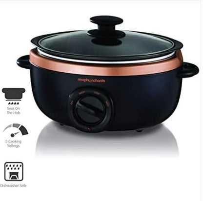Morphy Richards Sear and Stew Slow Cooker 460016 Black and Rose Gold