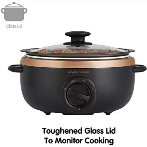 Morphy Richards Sear and Stew Slow Cooker 460016 Black and Rose Gold